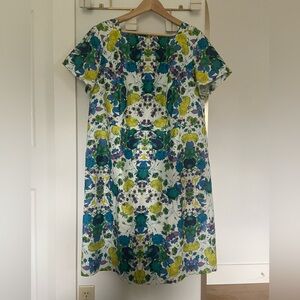 Talbots Sheath Dress Floral Print Blue, Yellow, Green 16W Petite